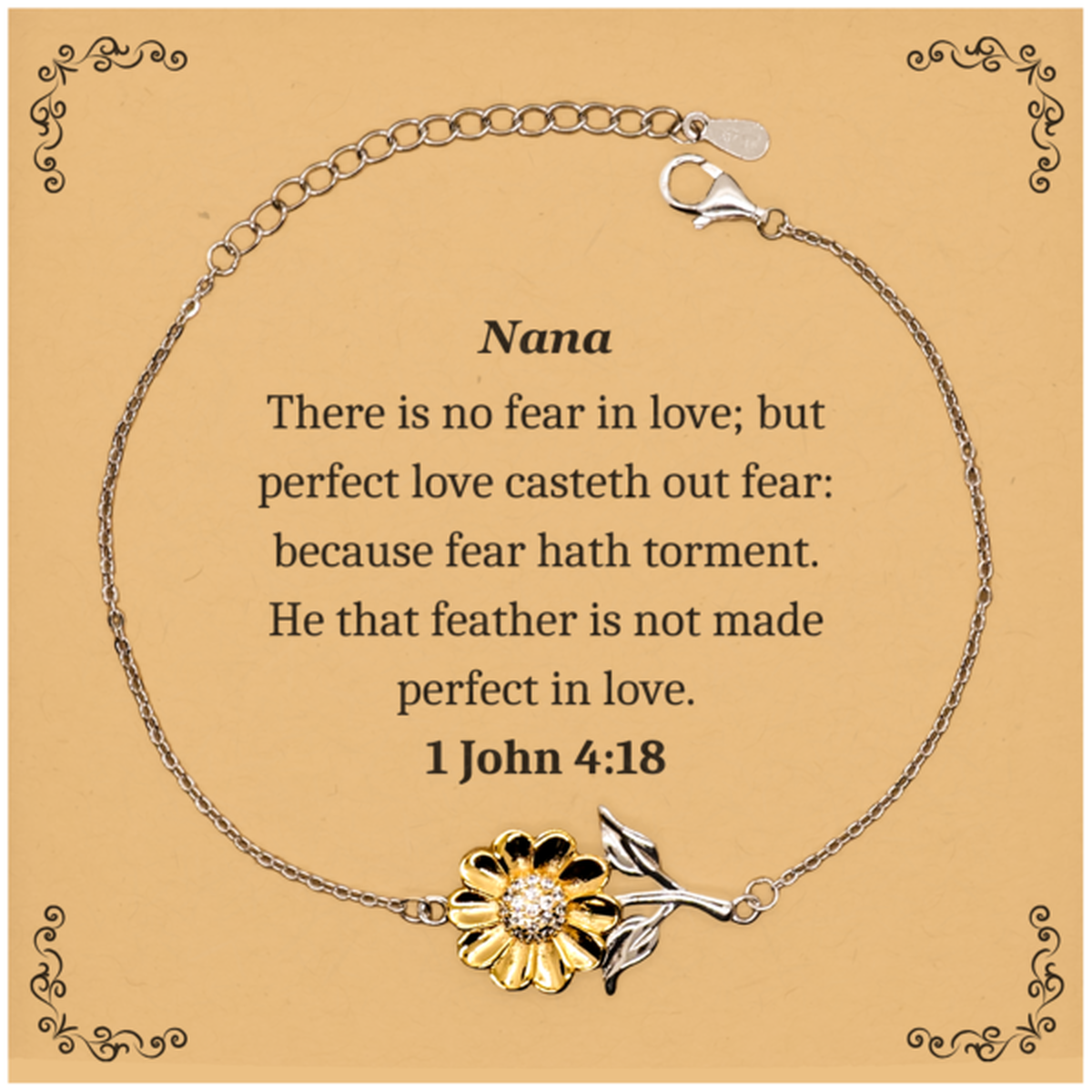 sunflower bracelet nana love casts out fear inspirational gift for christmas and birthdays