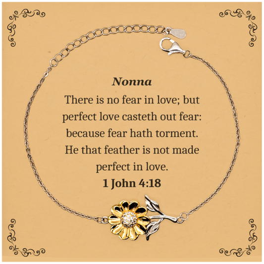 nonna engraved sunflower bracelet perfect love casts out fear inspirational gift for christmas and easter
