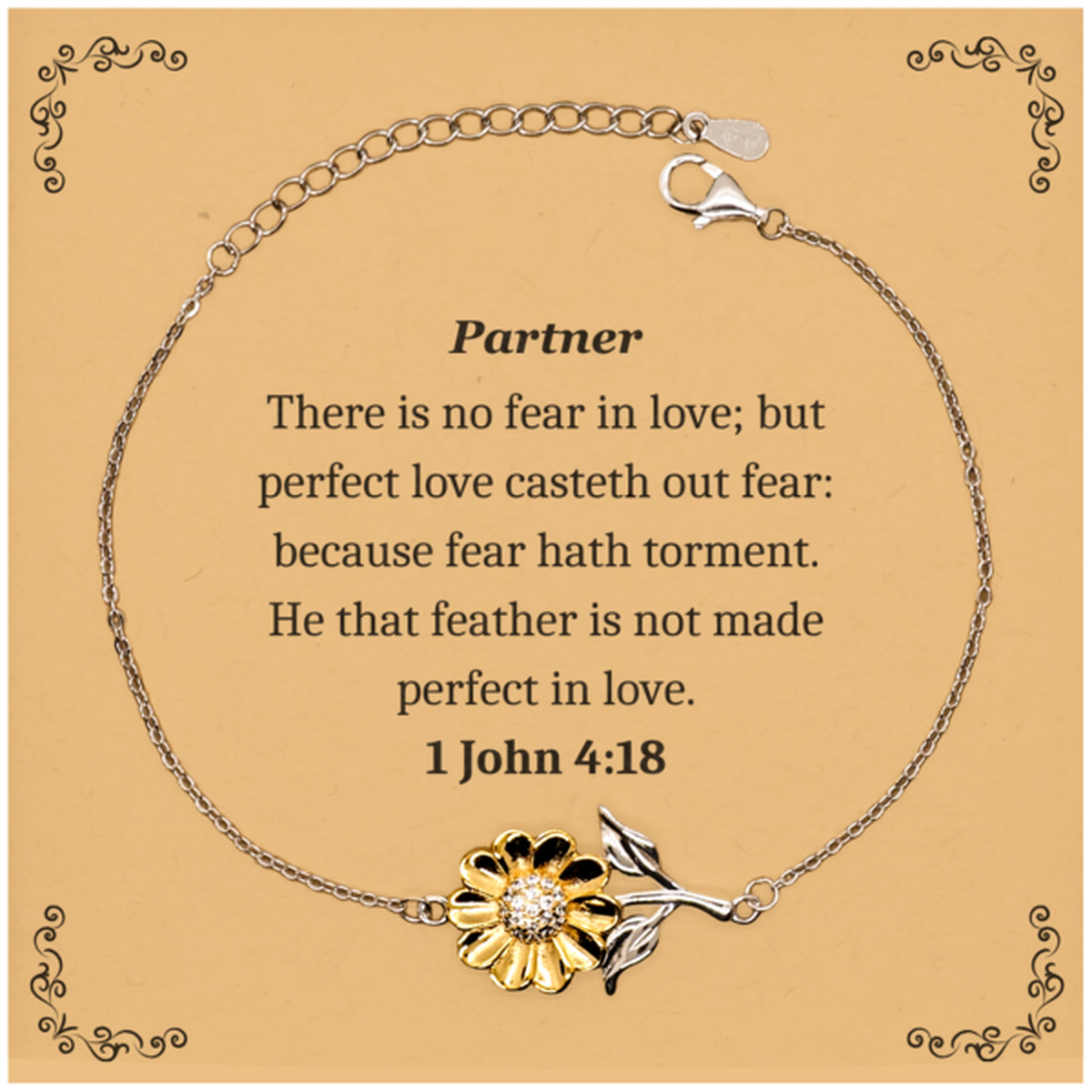 partner bracelet inspirational engraved sunflower for love and confidence perfect gift for birthday christmas graduation veterans day easter