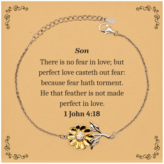 son inspirational sunflower bracelet perfect love casteth out fear gift for birthday christmas graduation confidence hope son jewelry