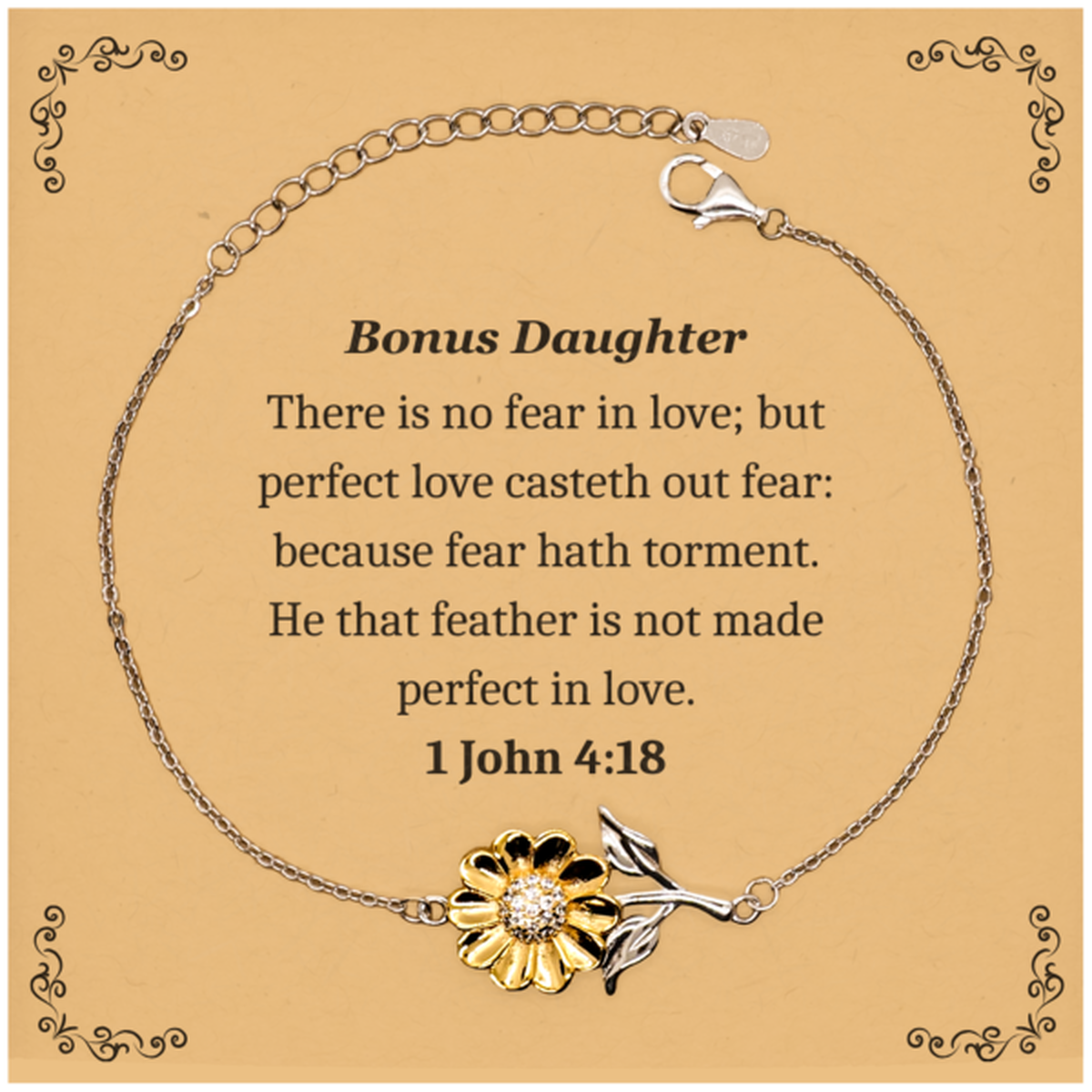 bonus daughter sunflower bracelet perfect gift for graduation and christmas engraved with inspirational quote 1 john 4 18 confidence and hope filled