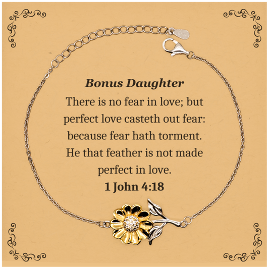 bonus daughter sunflower bracelet perfect gift for graduation and christmas engraved with inspirational quote 1 john 4 18 confidence and hope filled