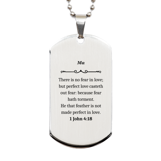 silver dog tag military necklace perfect love casts out fear engraved veterans gift