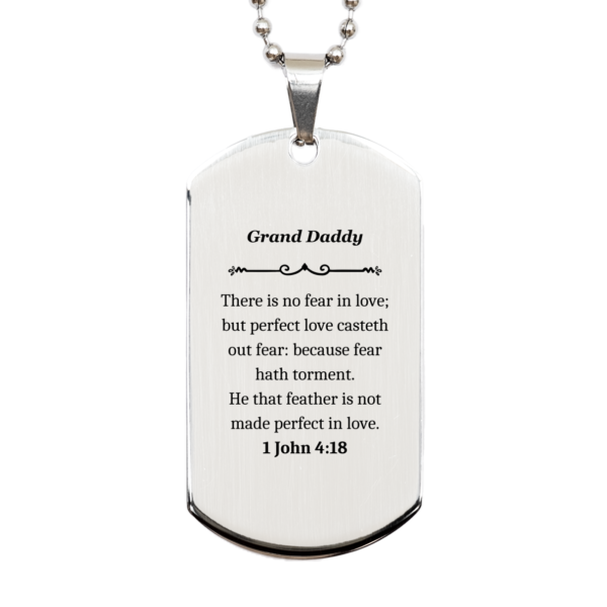 grand daddy silver dog tag engraved with inspirational fearless love for veterans day and christmas