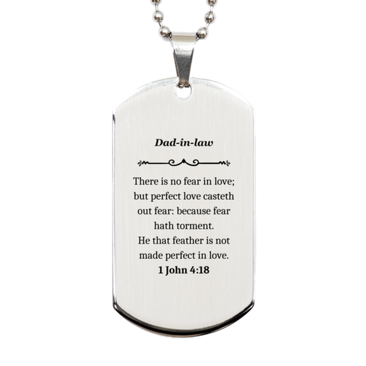 engraved silver dog tag for dad in law perfect love casteth out fear with confidence and strength for birthday or christmas gifts