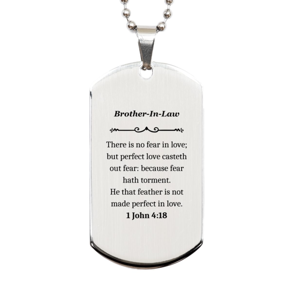 brother in law engraved silver dog tag graduation inspirational confidence gift 1 john 4 18 perfect love casteth out fear