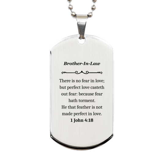 brother in law engraved silver dog tag graduation inspirational confidence gift 1 john 4 18 perfect love casteth out fear