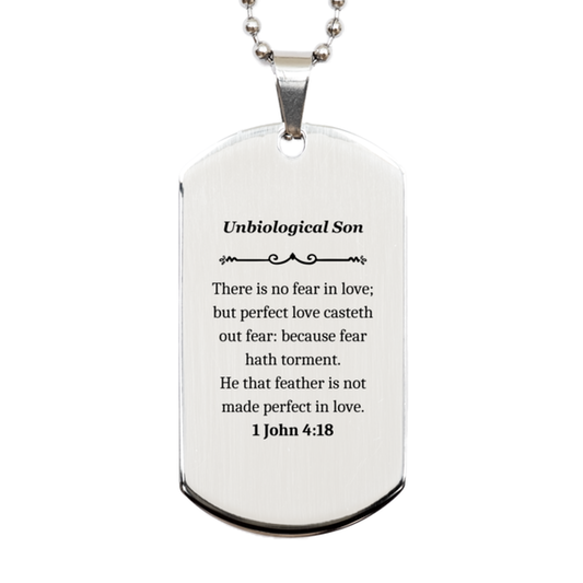unbiological son dog tag perfect love casteth out fear christmas gift men