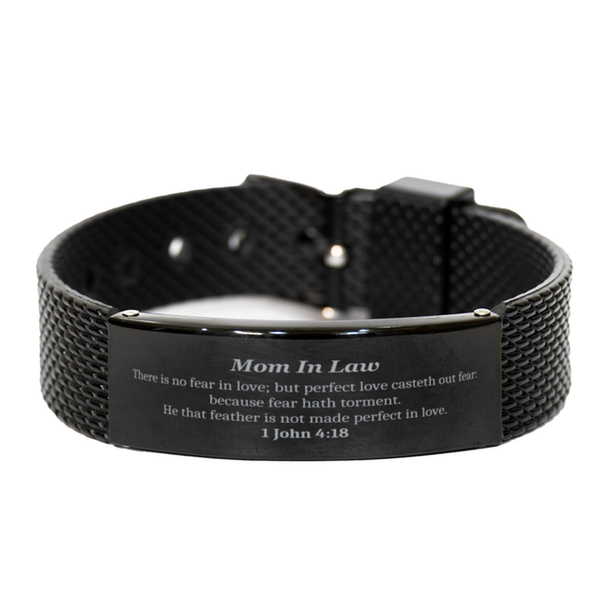 black shark mesh bracelet mom in law unique engraved gift for birthday easter christmas graduation inspirational confidence 1 john 4 18