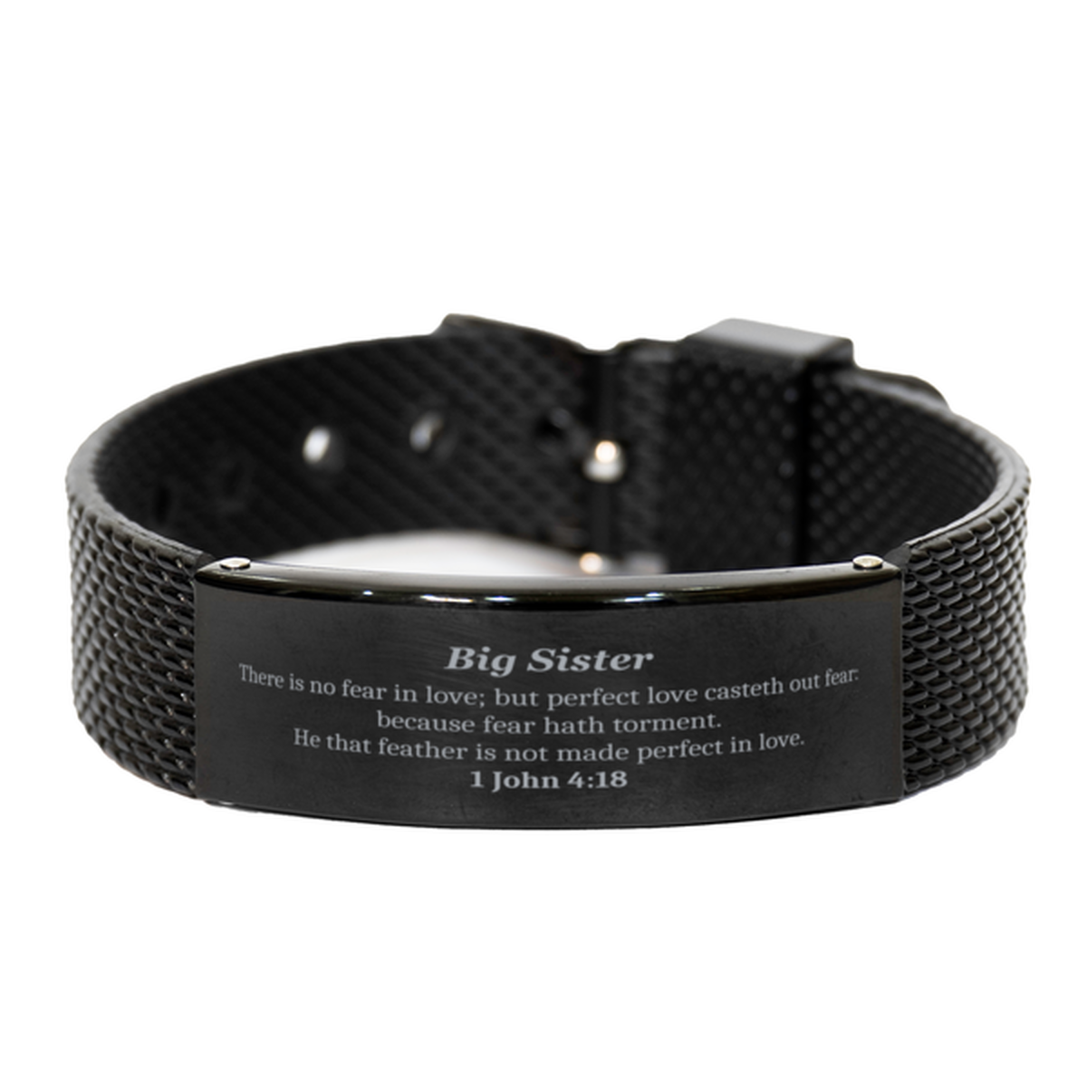 black shark mesh bracelet big sister gift engraved confidence love hope easter christmas birthday inspiration for her