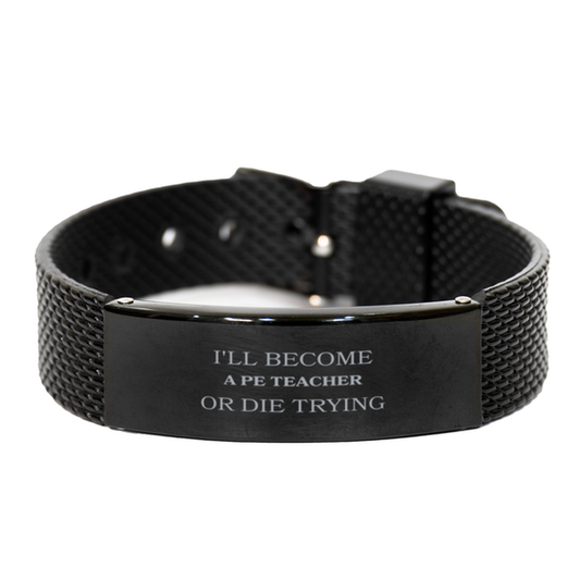 pe teacher black shark mesh bracelet inspirational gift for sports enthusiasts