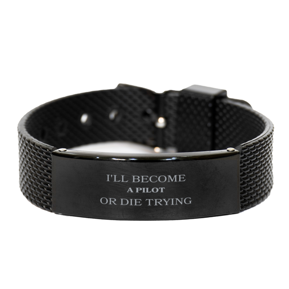 unique pilot black shark mesh bracelet inspirational confidence for graduation and veterans day