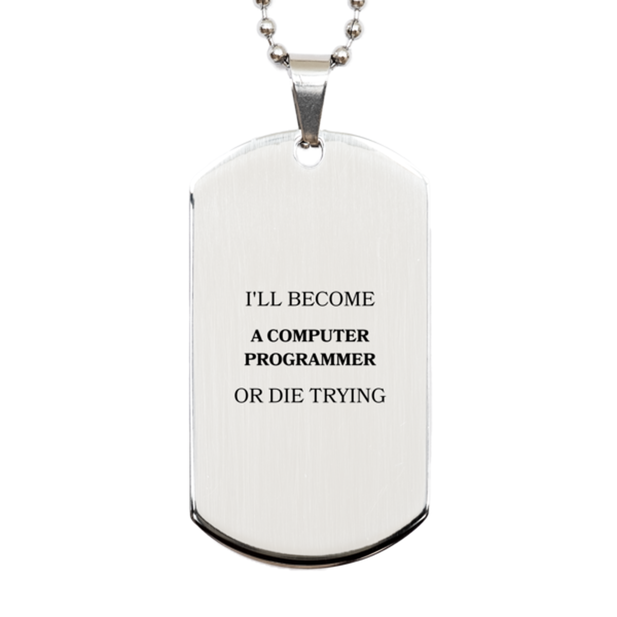 computer programmer inspirational engraved silver dog tag for graduation and christmas gifts