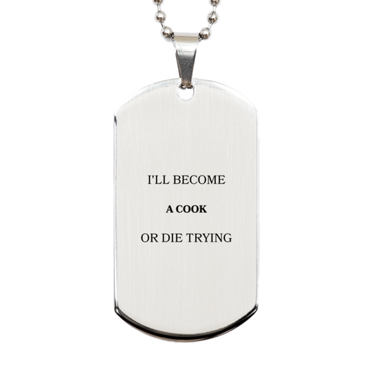 engraved dog tag cook ill become cook or die trying inspirational gift for birthday and christmas