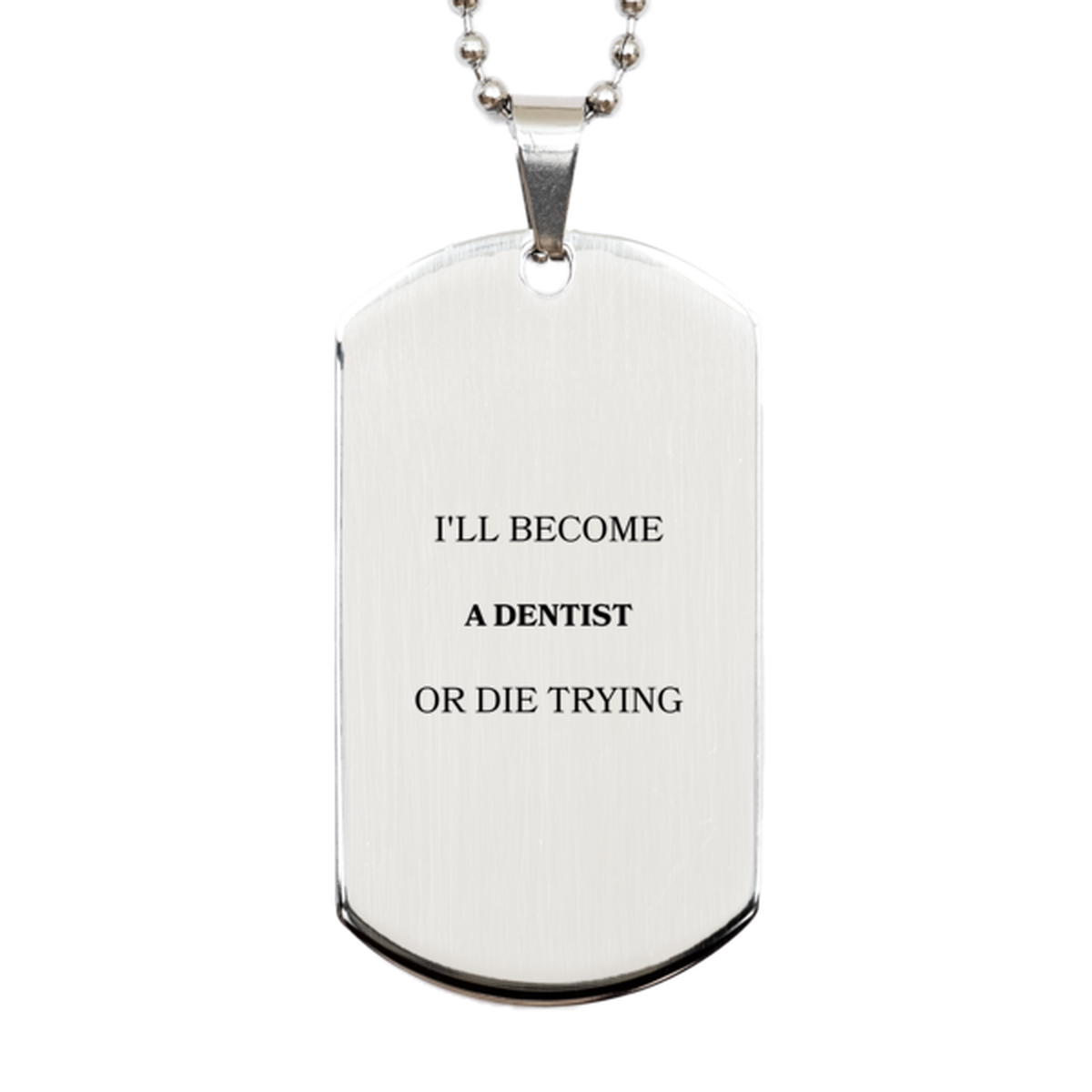 dentist engraved silver dog tag ill never give up inspirational graduation gift