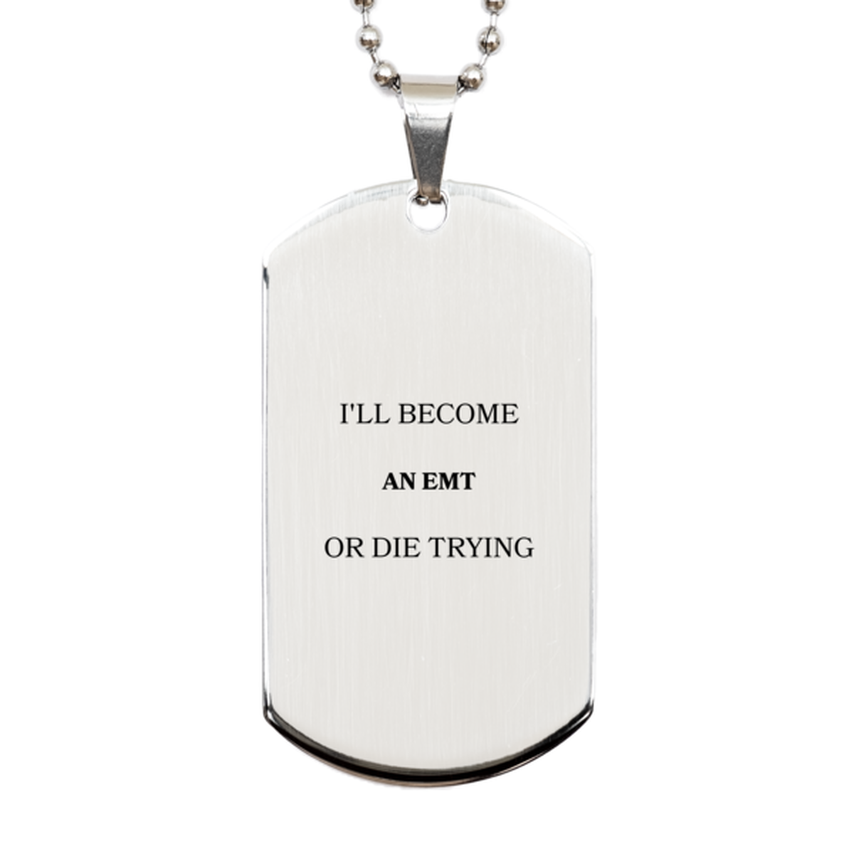 emt engraved silver dog tag inspirational quote for courage and confidence unique gift for graduation birthdays and veterans day