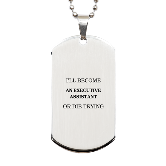 executive assistant silver dog tag inspirational gift for career goal achievers engraved confidence statement for graduation birthday or christmas