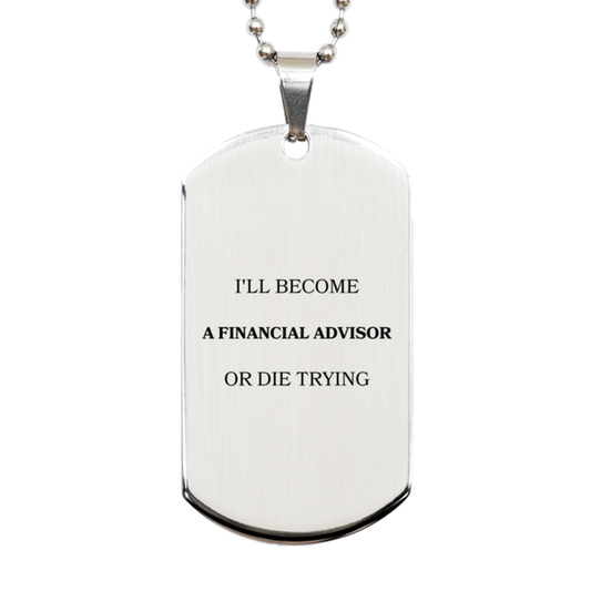 financial advisor engraved silver dog tag confidence and determination for graduation and veterans day gifts