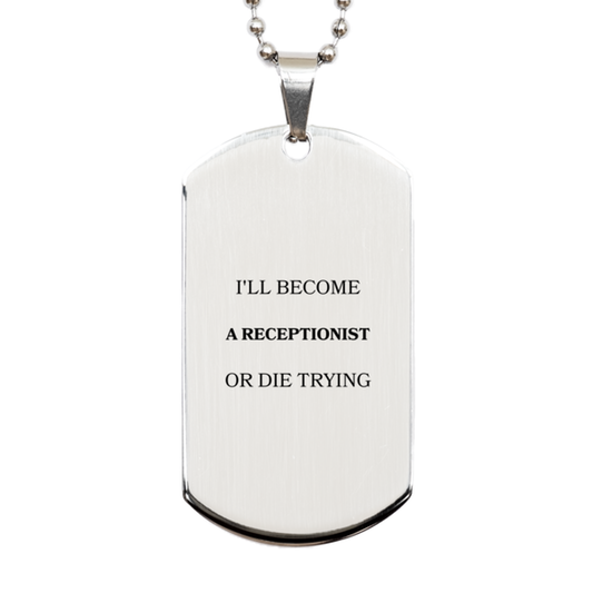 engraved silver dog tag receptionist inspirational confidence gift for graduation and veterans day