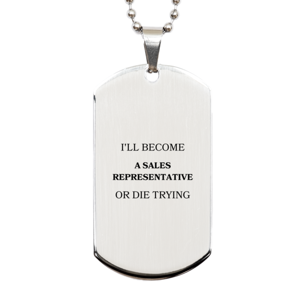 sales representative engraved silver dog tag inspirational gift for achieving success in career graduation and veterans day
