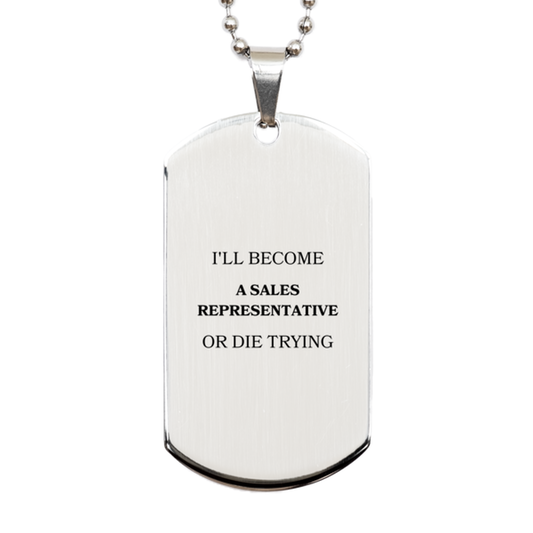 sales representative engraved silver dog tag inspirational gift for achieving success in career graduation and veterans day