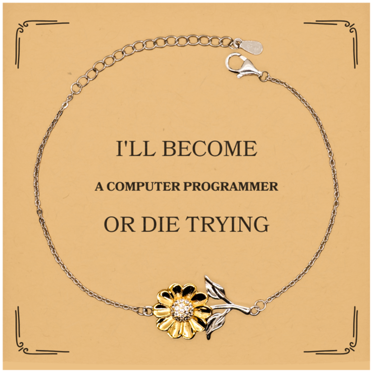 computer programmer sunflower bracelet never give up inspirational gift for graduation birthday christmas
