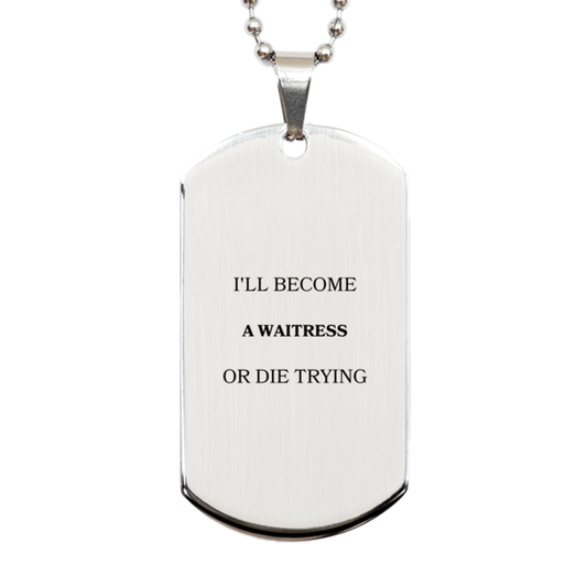 engraved silver dog tag for waitress die trying inspirational gift for graduation or christmas legacy of service and hope
