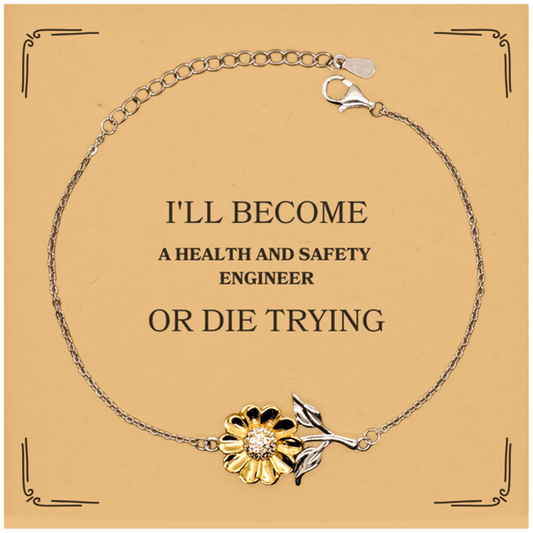 health and safety engineer engraved sunflower bracelet never give up on your dreams of becoming a health and safety engineer graduation gift for health and safety engineer students