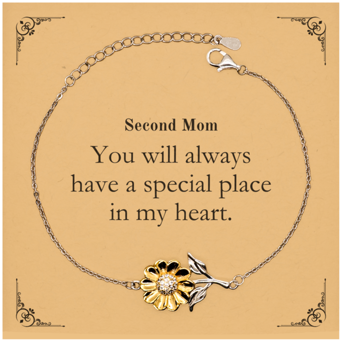 sunflower bracelet for second mom you will always have a special place in my heart engraved gift for mothers day birthday christmas and holidays unique token of love and appreciation
