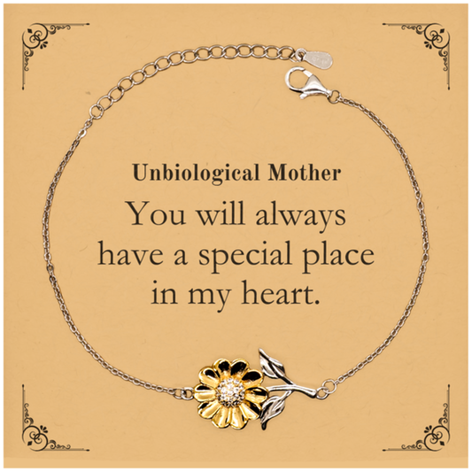 sunflower bracelet for unbiological mother you will always have a special place in my heart inspirational engraved jewelry for her birthday mothers day christmas gifts