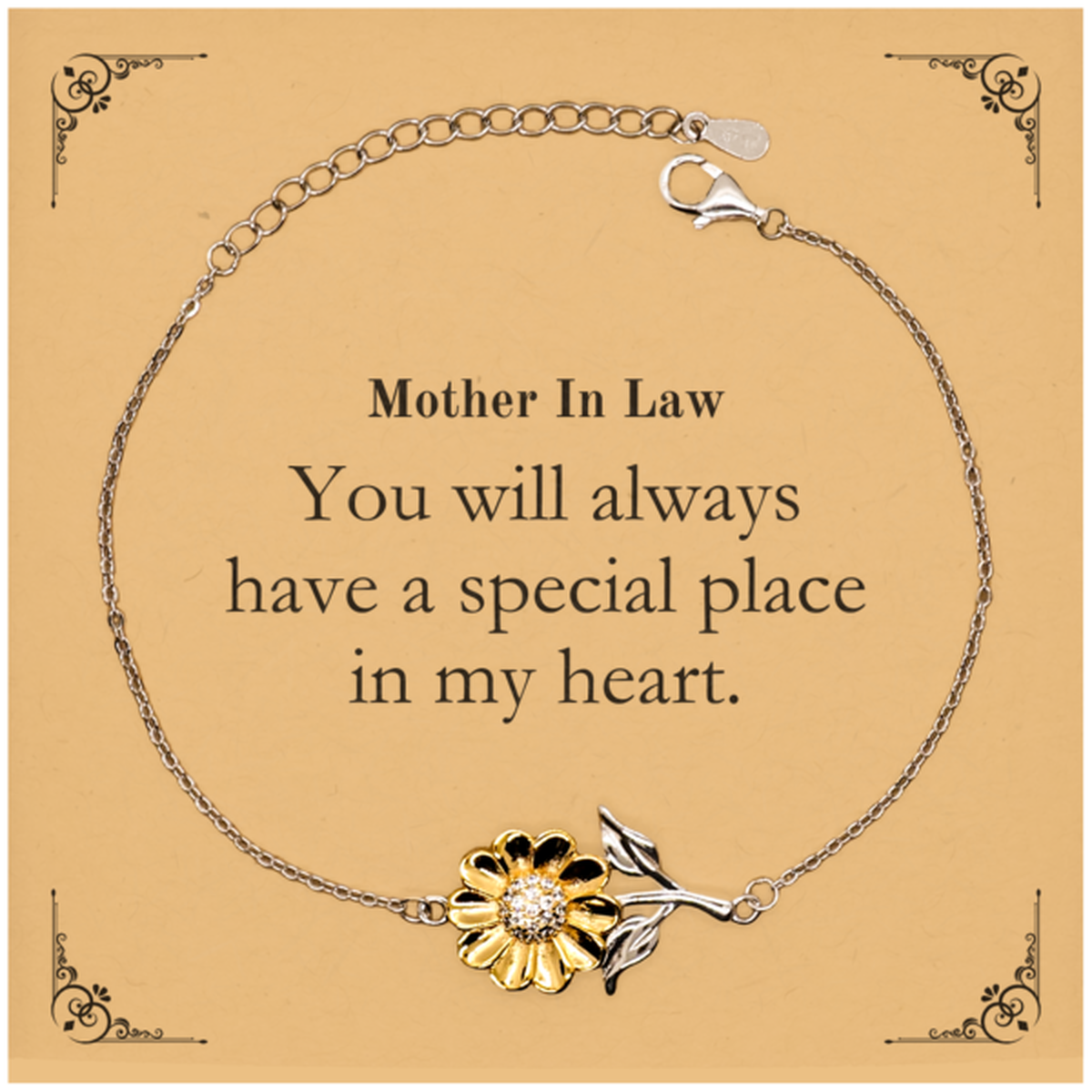mother in law sunflower bracelet you will always have a special place in my heart inspirational gift for birthday christmas and holidays