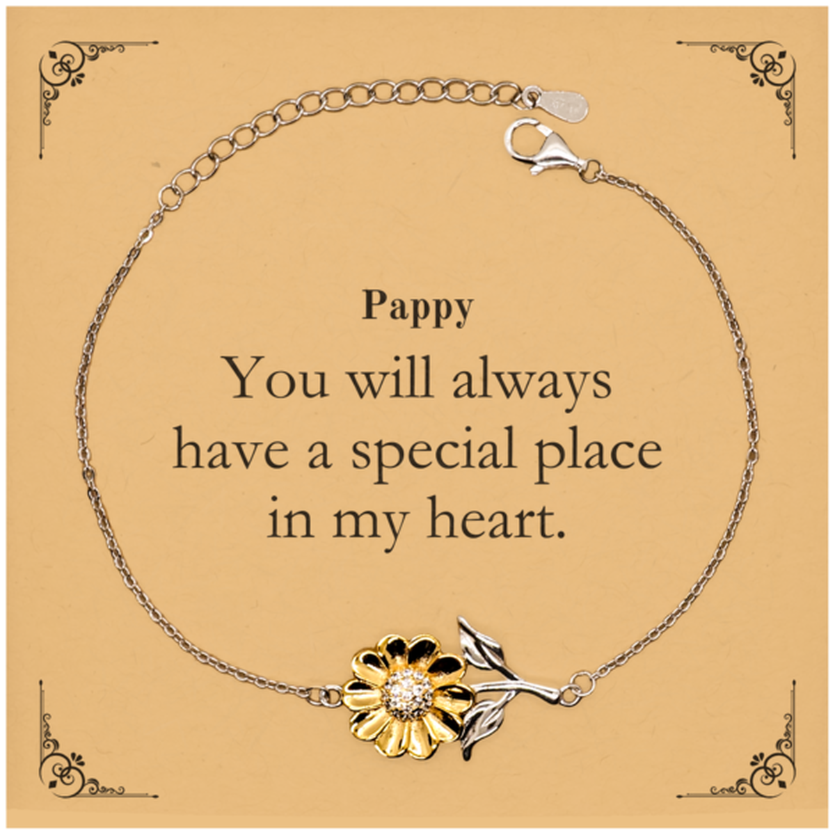 sunflower bracelet pappy always in my heart engraved memorial jewelry for veterans day christmas birthday gifts