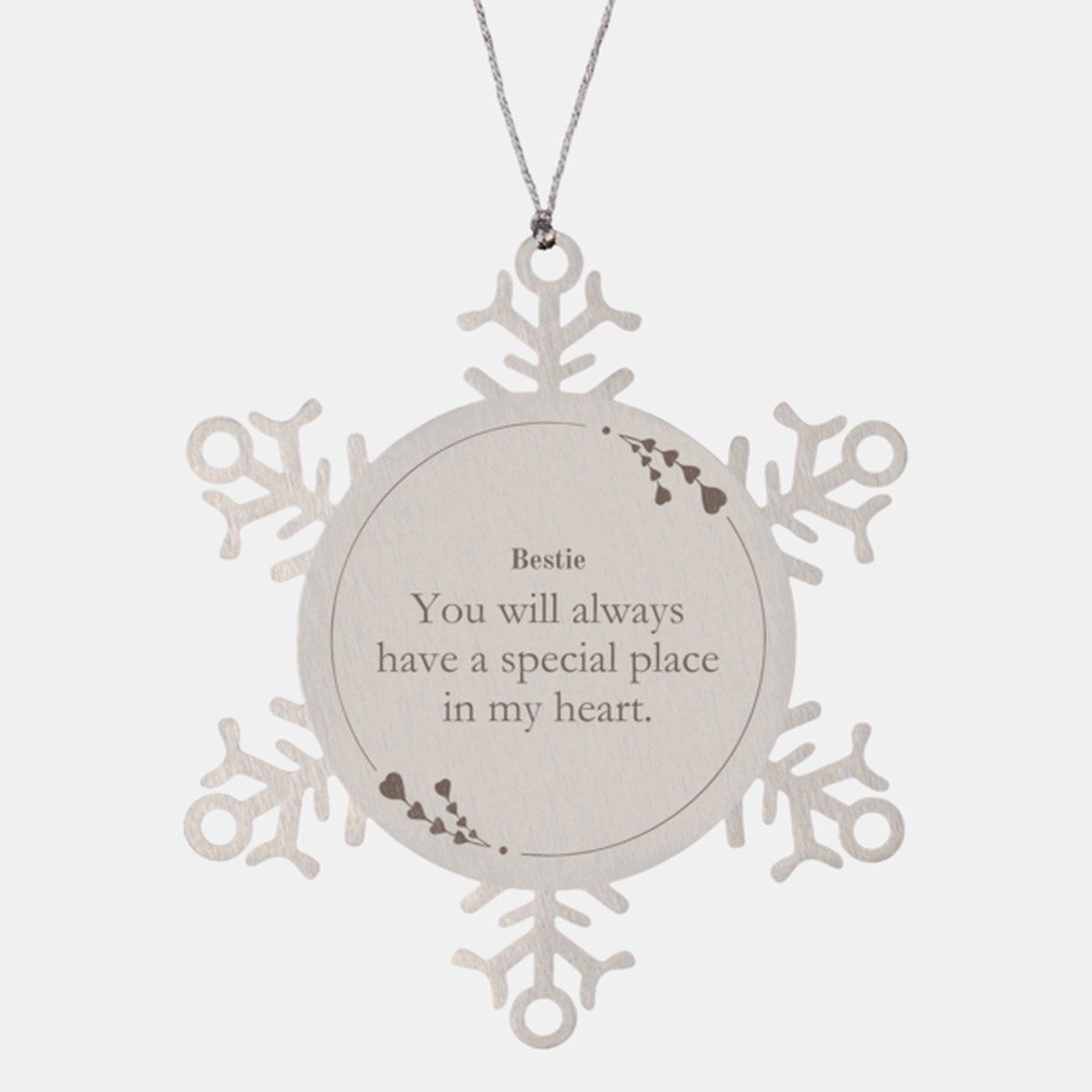 snowflake ornament bestie you will always have a special place in my heart engraved christmas friendship gift