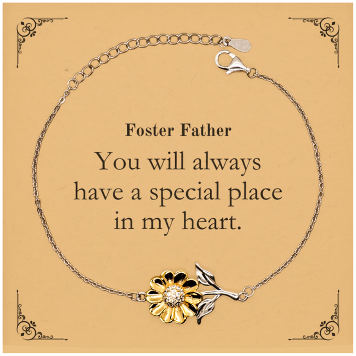 foster father sunflower bracelet engraved special place heart gift for birthday and christmas