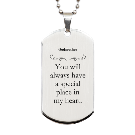godmother silver dog tag special place in my heart engraved gift for christmas birthday and holidays