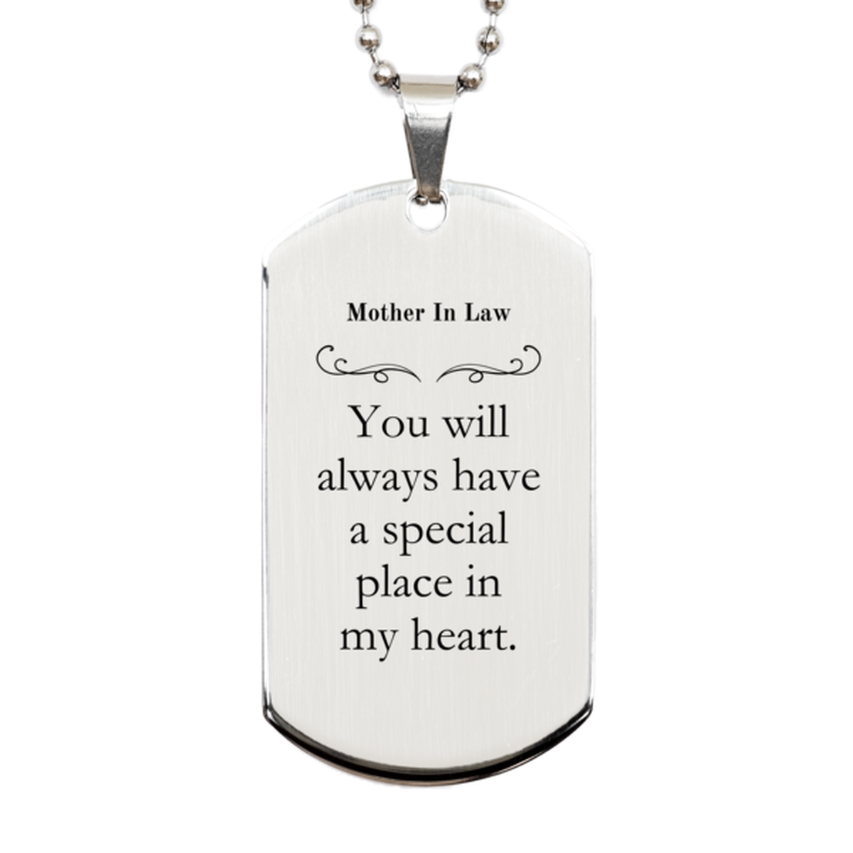 silver dog tag mother in law you will always have a special place in my heart engraved inspirational gift for birthday christmas and graduation