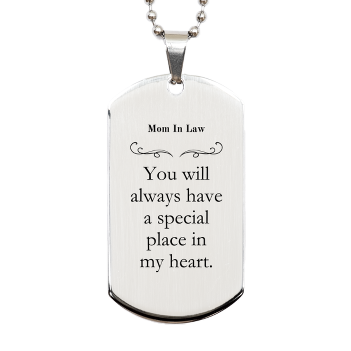 mom in law engraved silver dog tag always in my heart special gift for mothers day birthday christmas unique remembrance pendant for mom in law