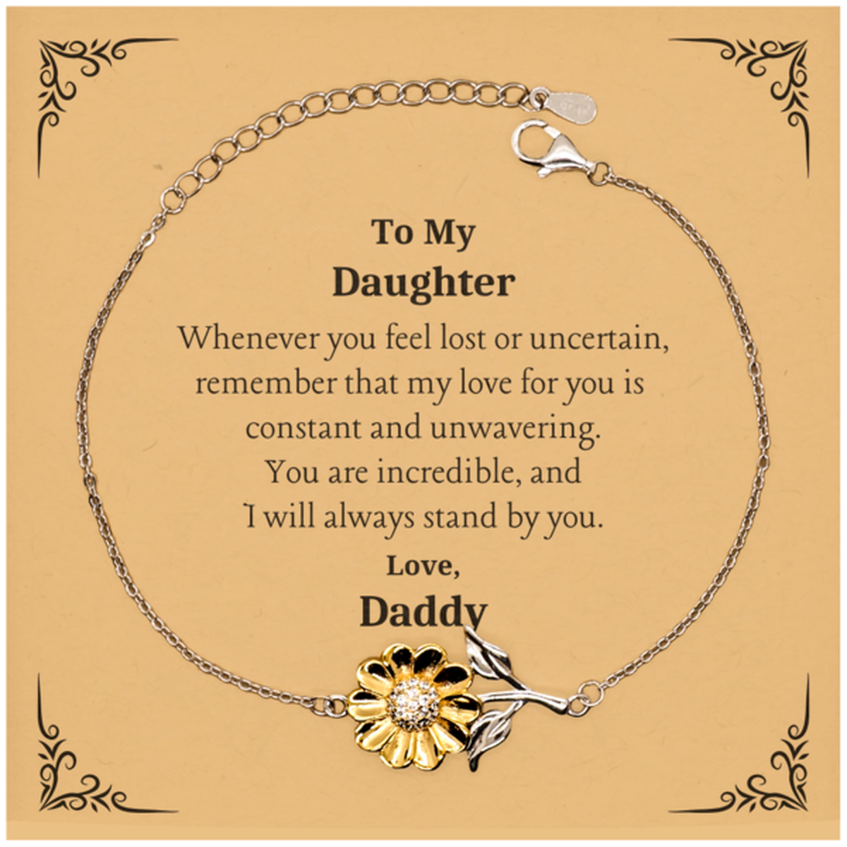 sunflower bracelet for daughter engraved love from daddy birthday gift for her inspirational jewelry to show confidence and hope
