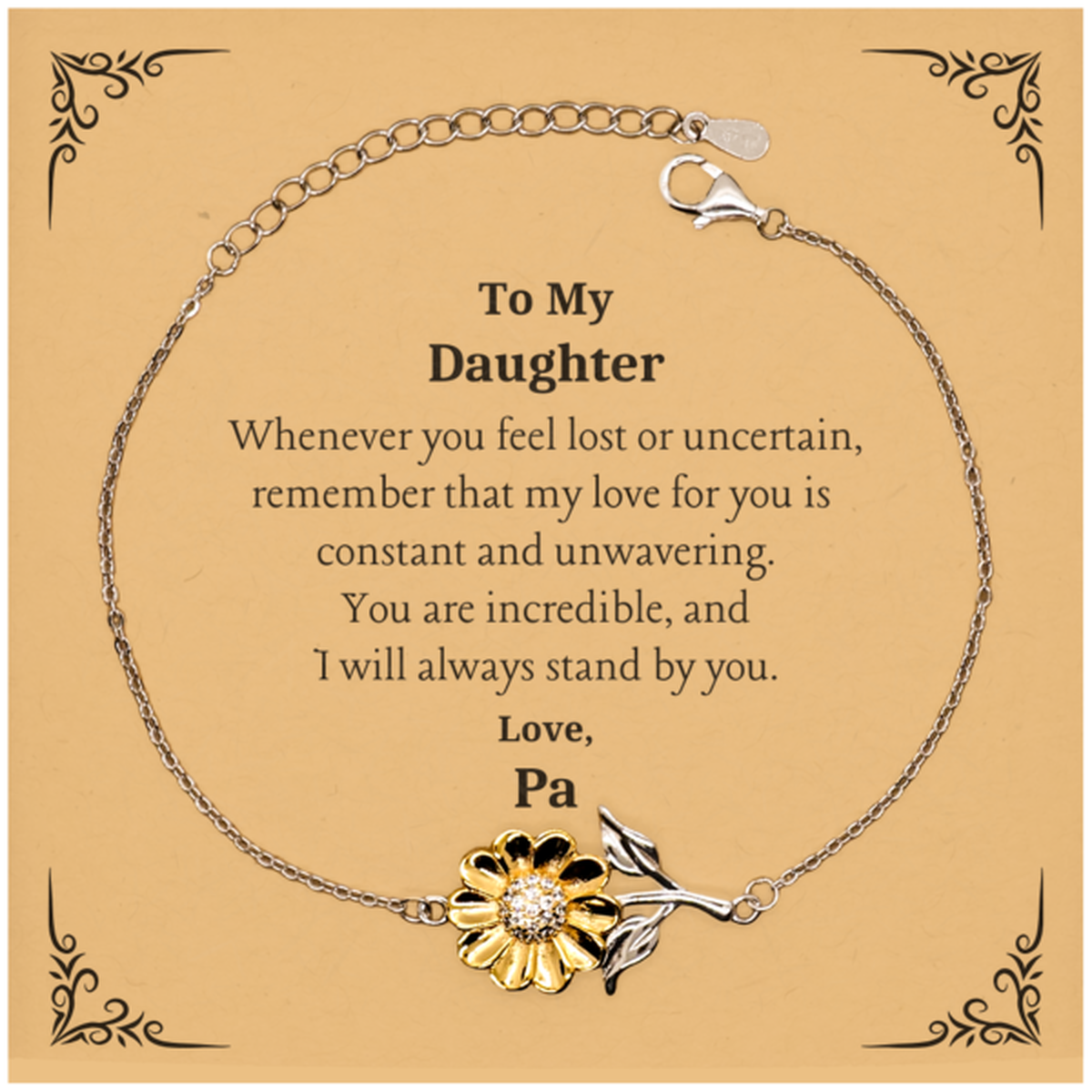 sunflower bracelet for daughter engraved love and confidence gift perfect birthday present for her inspirational jewelry to show her your unwavering support and love meaningful christmas gift to cherish