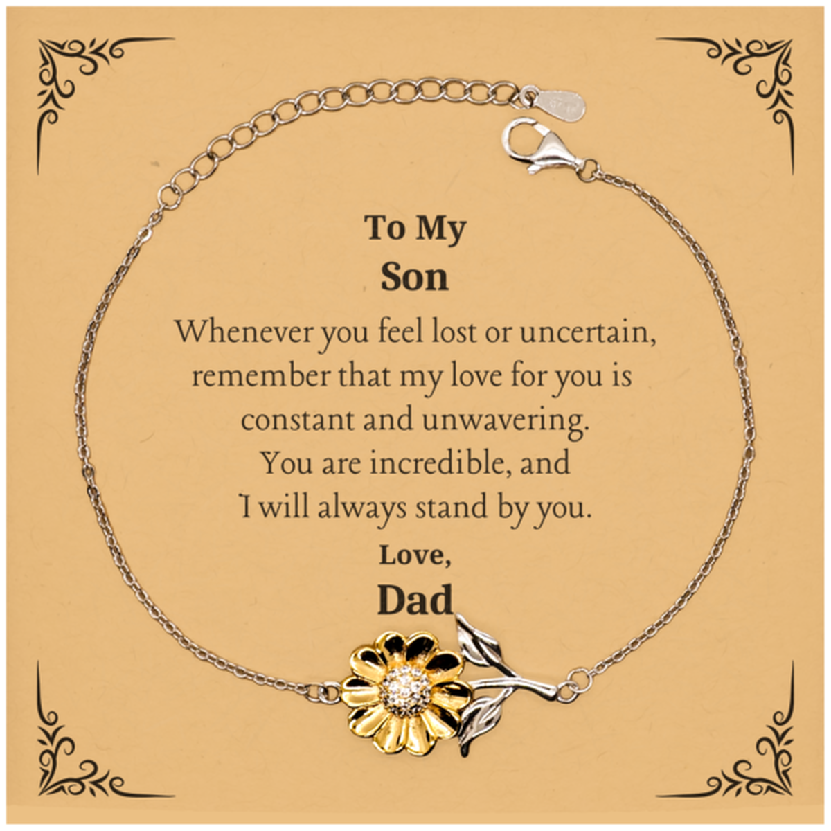 engraved sunflower bracelet for son always stand by you dads love for son birthday gift inspirational confidence
