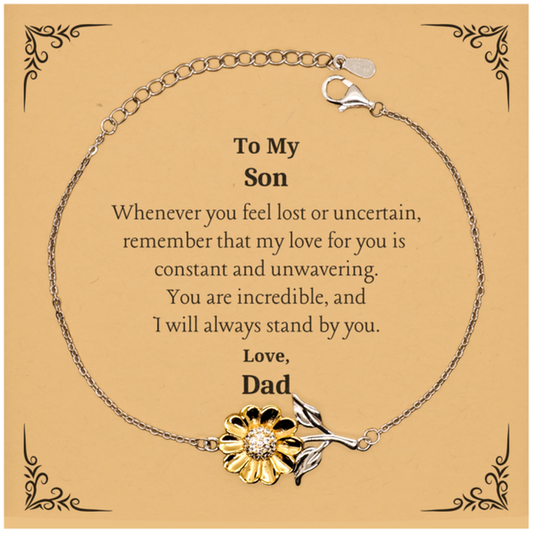 engraved sunflower bracelet for son always stand by you dads love for son birthday gift inspirational confidence