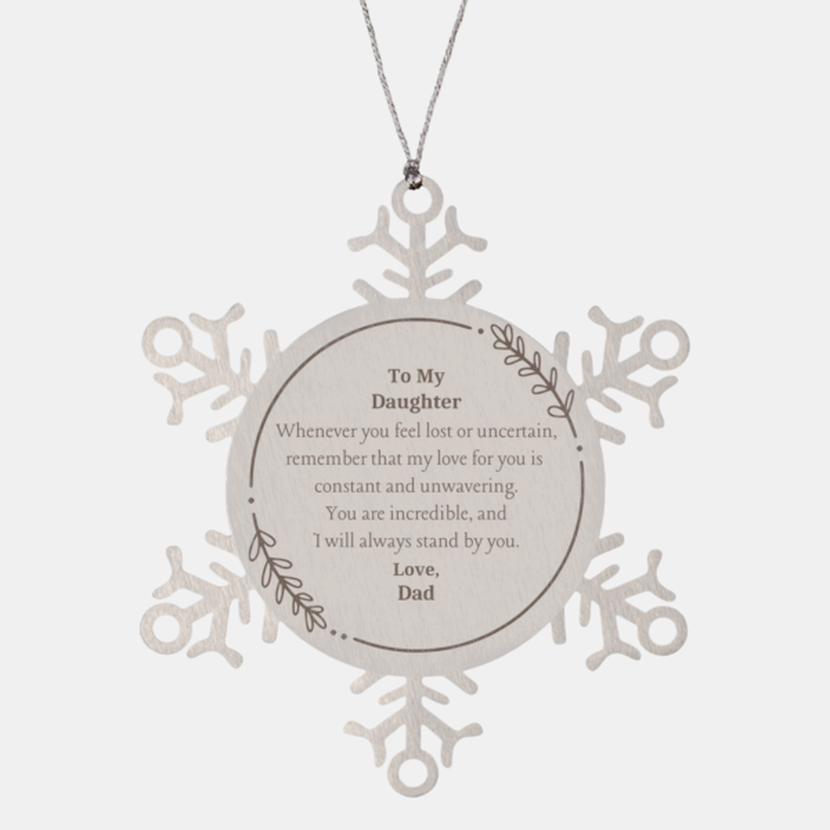 daughter snowflake ornament engraved love dad gift christmas holiday