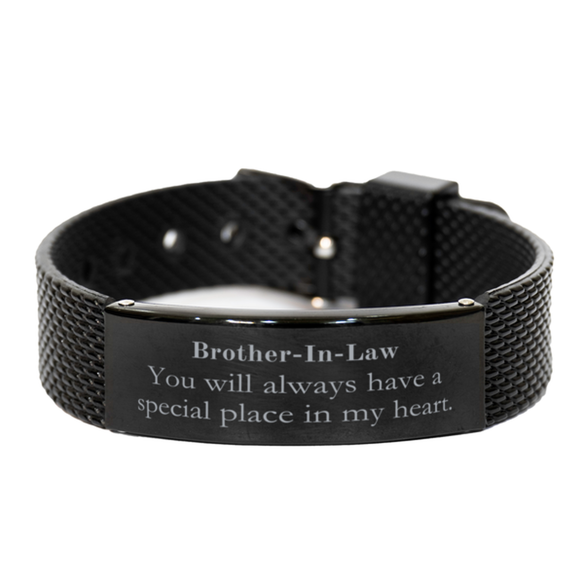 brother in law black shark mesh bracelet a special place in my heart unique gift for birthday christmas graduation and veterans day engraved confidence and hope