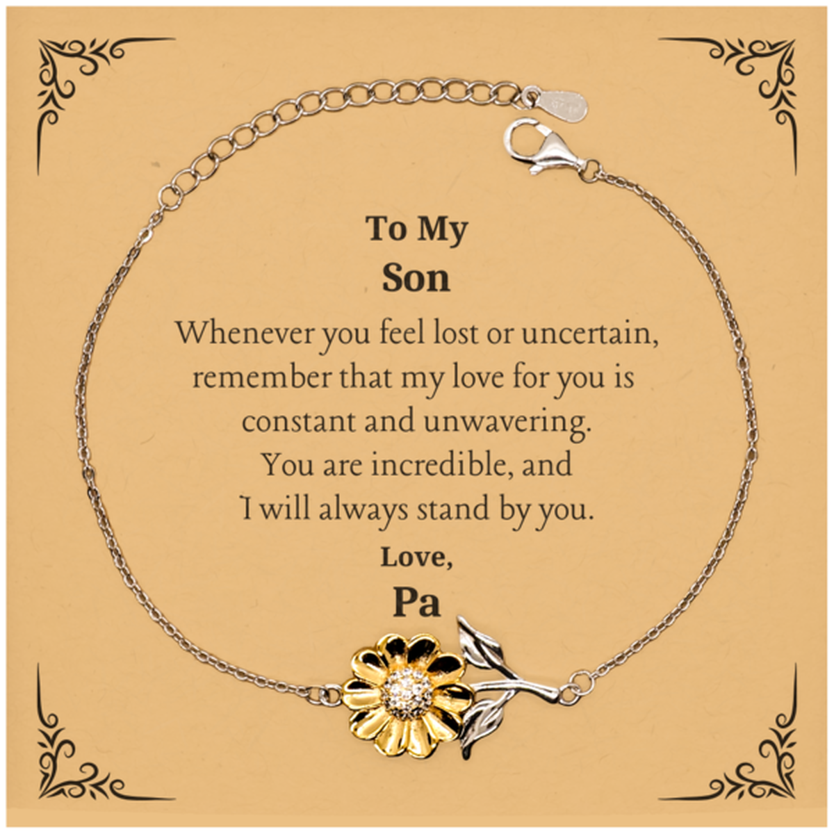 engraved sunflower bracelet for son my love for you is unwavering inspirational gift for birthday christmas graduation perfect way to show your confidence and support for him