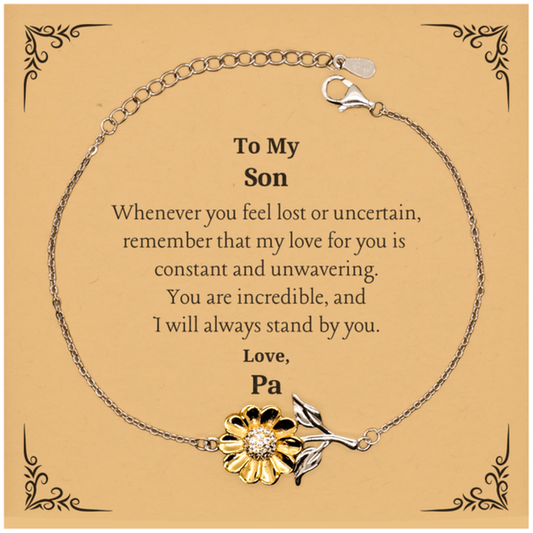 engraved sunflower bracelet for son my love for you is unwavering inspirational gift for birthday christmas graduation perfect way to show your confidence and support for him