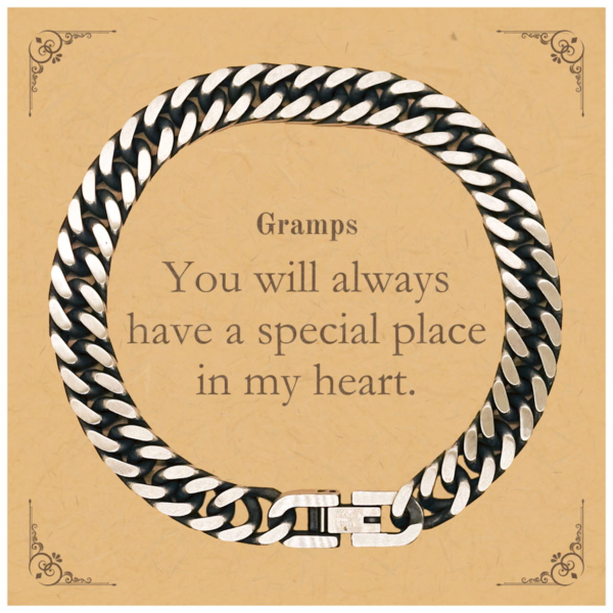gramps cuban link chain bracelet a unique gift to cherish for birthday christmas and more you will always have a special place in my heart