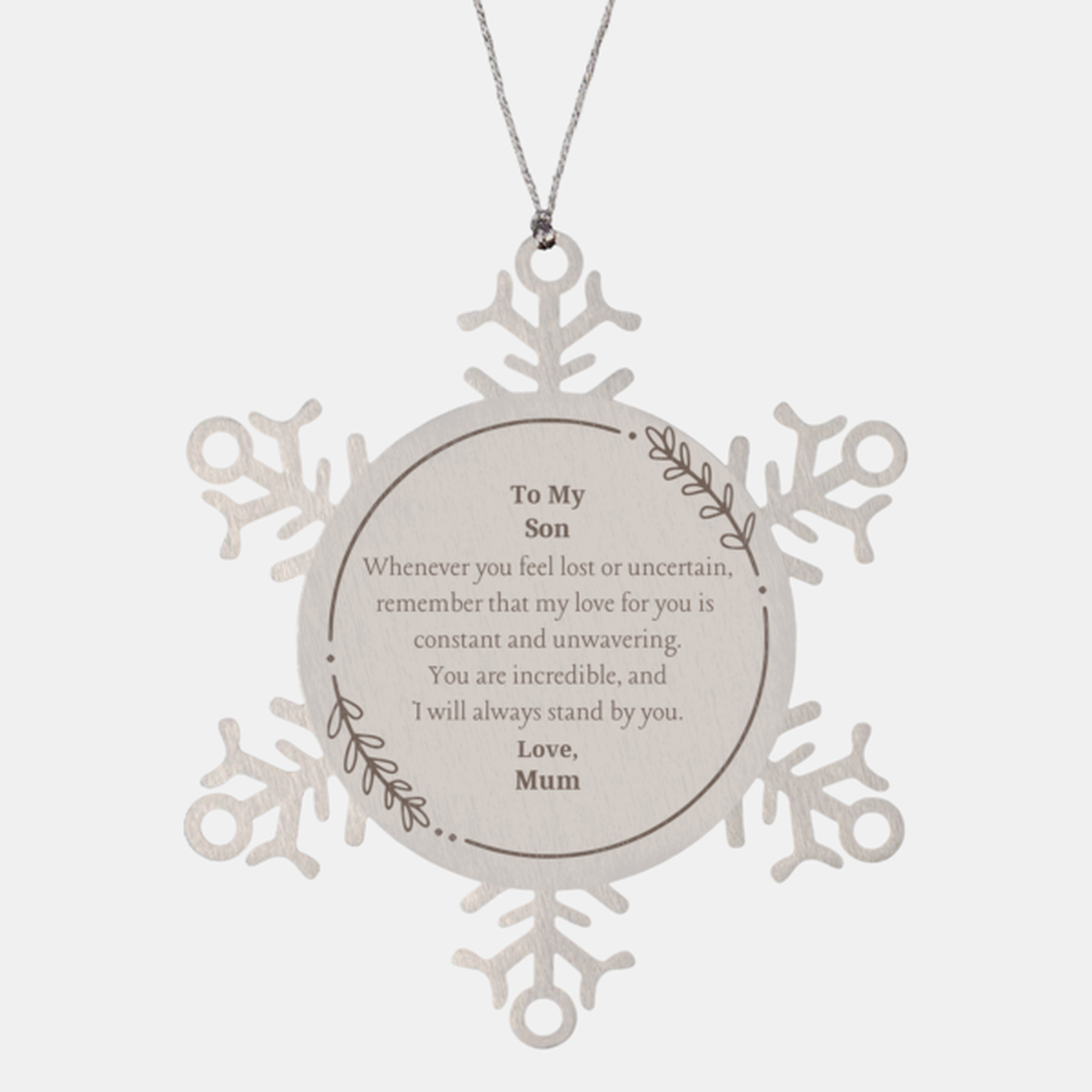 son snowflake ornament christmas gift engraved love hope inspirational confidence for him