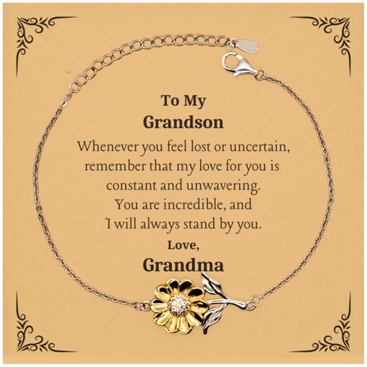 sunflower bracelet grandson gift engraved love and confidence for birthday christmas and graduation