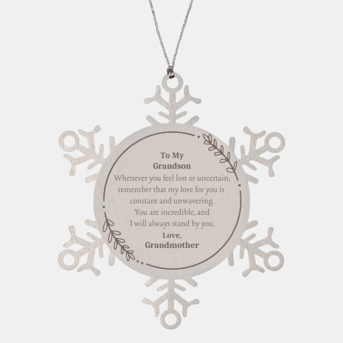 snowflake ornament grandson engraved love grandmother inspirational gift