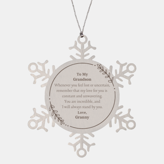 christmas snowflake ornament for grandson engraved love and hope inspirational gift for holidays and graduation perfect keepsake from granny
